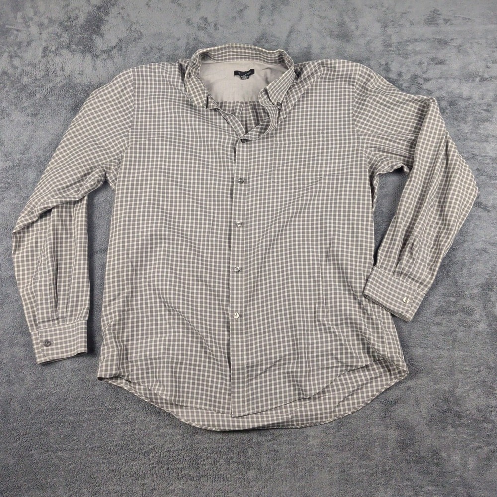 Van Heusen Shirt Mens Large Grey Plaid Long Sleeve Button Up - Picture 1 of 5